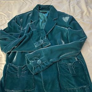 Turquoise velvet blazer